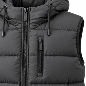 Chaleco Acolchado para Hombre con Capucha y Cuello Alto, Ecológico, Transpirable, Sin Mangas, Chaqueta de Invierno, Resistente al Viento, Relleno de Algodón - Product Image 4