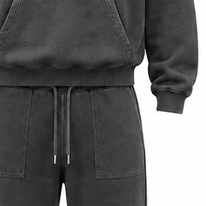 Chándal Negro para Hombre Mudassar, con Capucha, 100% Algodón, Logotipo Estampado, Cordón Ajustable, Estilo Vintage, Tallas Grandes, Secado Rápido - Product Image 4