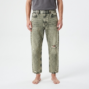 Pantalon en jean urbain pour garçon, finition délavée vintage, coupe décontractée, jean décontracté pour jeunes, pantalon pour la mode streetwear - Product Image 1