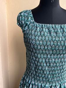 Vestido de Algodón Indio Estampado a Mano, Estilo Vintage, Vestido Largo con Cuello Cuadrado, Bordado Floral, Túnica Larga Hasta el Suelo - Product Image 2