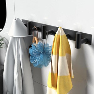 Perchero de pared negro con cinco ganchos para batas, bolsos, llaves y toallas, organizador de toallas para baño - Product Image 2