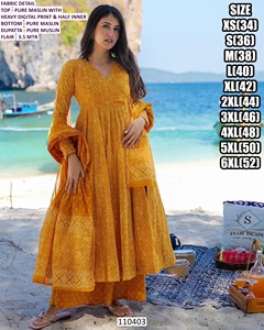 ชุดเดรสปาร์ตี้สำหรับผู้หญิงทรง Anarkali ยาวคลุมพื้น แบรนด์ Aafreen Sage Luxe รุ่น Bandhani ผ้ามาสลินปักลาย แห้งเร็ว สไตล์ดั้งเดิม - Product Image 5