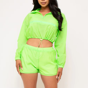 New arrival and 2 Piece <b>Set</b> Full Customize Women's Windbreaker Shorts <b>Set</b> Panel Work Windbreaker Tracksuit <b>Set</b> for Women - Product Image 6