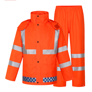 Combinaison de pluie Oxford imperméable haute visibilité avec veste de sécurité réfléchissante à capuche, ensemble de vêtements de travail industriels avec logo personnalisé - Product Image 6