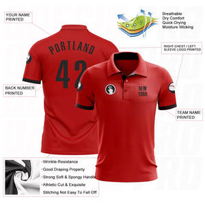 Custom Golf <b>Polo</b> <b>Shirts</b> Red <b>Black</b> Performance Golf <b>Polo</b> <b>Shirts</b> Moisture-Wicking Breathable Athletic <b>Polo</b> for Golf Training - Product Image 3