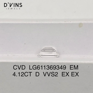 Diamante CVD Cultivado en Laboratorio, Corte Esmeralda, 4CT, Blanco, Suelto, para Joyería, D'vins Jewels - Product Image 2