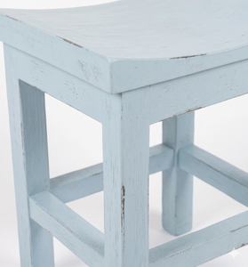 Antique Distressed White Wooden <b>Stool</b> Small Saddle Seat Teak Wood Chair Footstool For <b>Dining</b> Room Kitchen Hotel Wholesale - Product Image 4