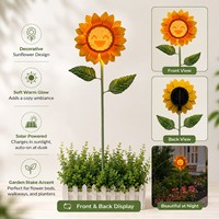 Piquet de jardin solaire décoratif Radiant Smile avec motif personnalisé, motif floral tournesol