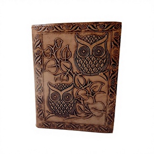Hecho a mano tamaño B5 diseño de búho en relieve genuino diario de tapa dura escritura única regalos de oficina reflectantes para uso promocional - Product Image 1
