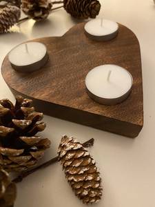 Wood Heart Shape <b>Tea</b> Light Holder For Valentine'S Day Home Decoration Heat Resistant Candle <b>Stand</b> - Product Image 5