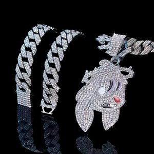 Pendentif Visage Mignon en Strass et Cristal, Argent 925 Plaqué Rhodium, Breloque Thème Dessin Animé, Usage Quotidien, Unisexe, Prix Export - Product Image 3