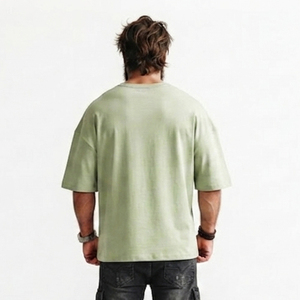 Camiseta Personalizada con Cuello en V y Estampado Frontal para Hombre, Estilo Casual, Hombros Caídos, Algodón Jersey, Estilo Urbano, Oversize, Deportiva - Product Image 2