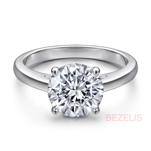 Anillo de compromiso moderno con diamante solitario redondo brillante cultivado en laboratorio de 1 quilate, oro rosa de 10K, engaste clásico tipo cesta, de alta calidad - Product Image 2