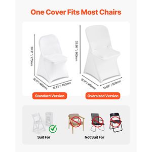 30 housses de chaise blanches en polyester et élasthanne, extensibles, à devant plat, pour banquets, dîners, fêtes et mariages - Product Image 4