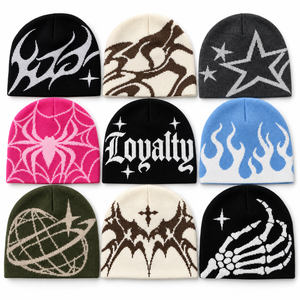 Vente en gros de bonnets d'hiver personnalisés avec logo, pour hommes, femmes, bébés, enfants, tout-petits, chapeaux en tricot brodés, Y2K USA - Product Image 3