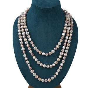 Collar de Perlas de Agua Dulce Barrocas de 9-10 mm, Versátil, Natural, Plata 925, Venta al por Mayor - Product Image 1