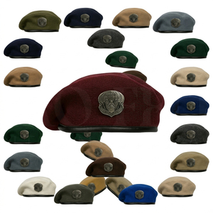 Custom Brand Name Wool Beret Cap Stylish Flat Top <b>Hat</b> Classic Uniform Style Headwear Custom Logo Embroidery Fashion Outdoor Cap - Product Image 1