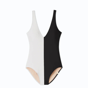 2025 New One Piece Women's Swimsuit Sexy Deep Neck Backless Bodysuit High Waist Ribbed Summer Beach Bathing Suit Swimming Suit - Product Image 1