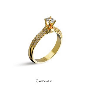 Anillo de Diamantes Naturales con Halo Etéreo en Oro Amarillo/Rosa/Blanco, 4.5 mm D/VVS2, Glosbe & Co, Venta al por Mayor en Vietnam, Diseño Elegante - Product Image 5