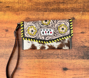 กระเป๋าคลัทช์หนังวัวสีเหลืองสไตล์ตะวันตกใช้มือหลายรูปแบบ - Product Image 3