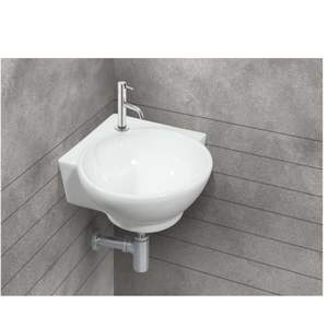 Luxury rectangular ceramic wall hung washbasin 455x330x185mm half column pedestal floating bathroom sink sleek finish - Product Image 5