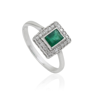 Trendy 925 Sterling <b>Silver</b> Octagon Cut Natural <b>Emerald</b> Gemstone Halo <b>Ring</b> Everyday Wear May Birthstone <b>Ring</b> fine Jewelry - Product Image 3