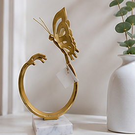 Brass Butterfly Sculpture Modern Handmade Home Decor Tabletop Art Piece for Living <b>Room</b> Indoor Use - Product Image 2
