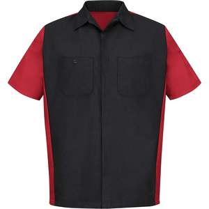 Chemise de travail à manches courtes pour homme sur mesure, taille XL, noire et rouge, en ripstop - Product Image 2