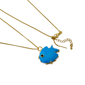 Turquoise Fish Pendant <b>Necklace</b> Hand Carved Gemstone Fish Charm on Gold Plated Chain <b>Necklace</b> <b>Boho</b> Ocean Jewlery For Women Gift - Product Image 2