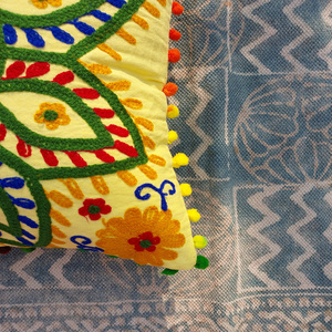Geometric Luxury Style Decorative Indian Embroidered Bohemian Suzani Jaipuri Eco-Friendly Handmade 100% Cotton Cushion Cover - Product Image 2