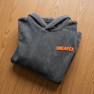 OneApex Custom <b>Men's</b> Charcoal Gray Oversized <b>Hoodie</b> 3D <b>Orange</b> Logo Pullover Streetwear Sweatshirt and Hoodies - Product Image 2