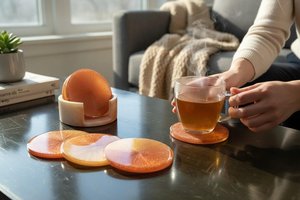 Handmade Resin Coaster Set Round Shape Tabletop and Home Decor Classic Looking Decorative <b>Epoxy</b> Resin Art - Product Image 2