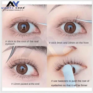 Pince à épiler en acier inoxydable argenté avec pointe courbée, applicateur d'extensions de cils, pince à maquillage, lot de 2 pièces - Product Image 3