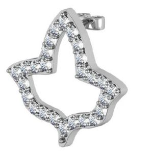 Pendientes de Plata con Diseño de Hoja de Cristal para Mujer, Joyería Elegante y a la Moda, Pendientes de Botón, Accesorio Destacado, Regalo, Uso Diario - Product Image 2