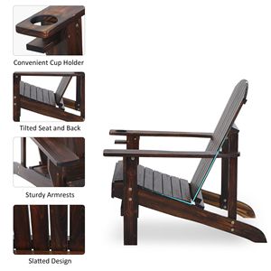 Sedia Adirondack Classica Oversize con Portabicchieri per Esterni, Ideale per Braciere, Portico, Patio, Giardino e Terrazza - Product Image 5