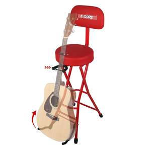 5Core Guitar Stool 3.15" <b>Padded</b> <b>Chair</b> w Backrest Foldable Music Seat Built in Foot Rest Guitar Stand - Product Image 1
