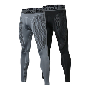 Leggings de Compresión para Hombre VABBAU, Largos, de Color Sólido, con Cintura Elástica de Spandex y Nailon, Diseño con Paneles de Malla - Product Image 1