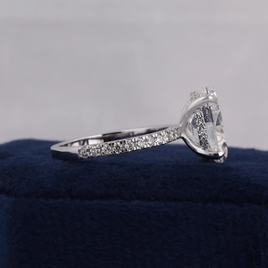 Anillo de Compromiso con Halo Oculto, Moissanita de Corte Ovalado de 3CT, Certificado IGI, Regalo de Cumpleaños, Boda, Aniversario, Anillo de Promesa para Mujer - Product Image 3