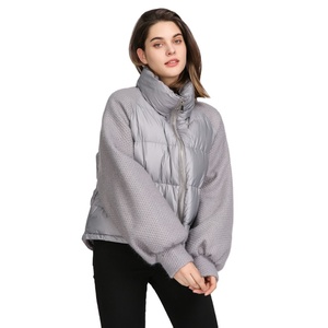 <b>Quilted</b> <b>Jacket</b> Women Winter Pillow Collar Full Sleeve Drop Shoulder Zipper Closure Thick Padded Coat Solid Color - Product Image 4