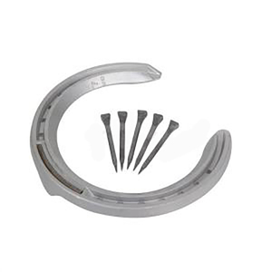 Fer à cheval en alliage d'aluminium forgé en U pour course hippique, avec 5 clous, taille n°8 - Product Image 1