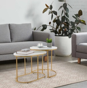 Elegant <b>Marble</b> Top Nesting <b>Tables</b> with Gold Metal Frame Modern Living Room <b>Coffee</b> Side <b>Table</b> <b>Set</b> Cheap Price - Product Image 3