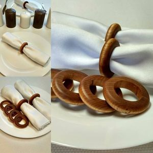 Anneaux de serviette en bois de forme carrée, design moderne, accessoire de table durable pour mariage par curio craft - Product Image 2