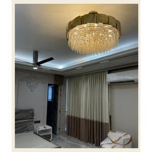 Bespoke Luxury Crystal Chandelier Gold Finish <b>Ceiling</b> Light Custom Designer Lighting Fixture for Home Hotel Indoor Decor - Product Image 1