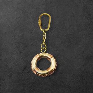 พวงกุญแจทองเหลืองและทองแดงรูปห่วงชูชีพ ดีไซน์โบราณ คุณภาพเยี่ยม - Product Image 2