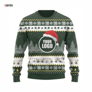 Suéter Navideño Corex con Logotipo Personalizado, Transpirable, 100% Algodón, para Hombre, Rojo y Verde, Cuello Redondo, Tejido de Punto - Product Image 2