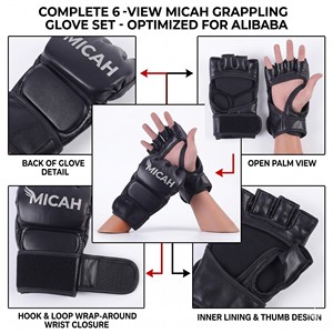 Guantes de Entrenamiento de Medio Dedo de Cuero Micah, Impermeables, con Cierre de Gancho y Bucle, Personalizables para Grappling y Sparring Profesional, Unisex - Product Image 6