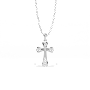 Aarinya - Colgante de Cruz de Plata 925 con Diamante Cultivado en Laboratorio Certificado por IGI, Corte Brillante Redondo, Regalo Religioso, Joyería Unisex - Product Image 1