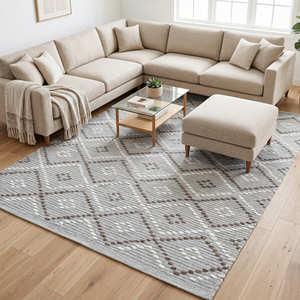 4' x 6' Handloom Geometric Cotton Area Rug for Living Room Coffee <b>Table</b> & Scandinavian Home Décor - Product Image 3