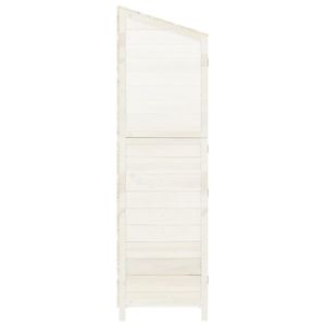 Caseta de Jardín Mediana de Madera de Abeto Sólido Blanca, Diseño Rectangular con Elegante Solución de Almacenamiento - Product Image 5