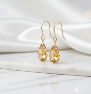 Boucles d'oreilles en pierres précieuses jaunes de 5 pouces, argent sterling 925 plaqué or 18 carats, 18 grammes, bijoux de mode, prix de gros - Product Image 1